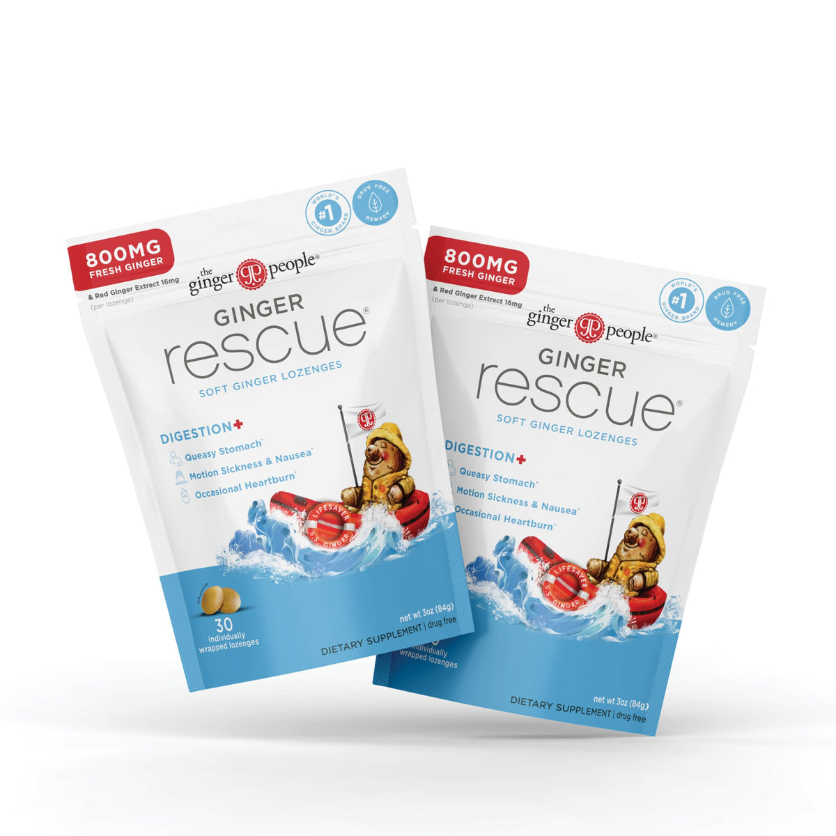 The Ginger People Ginger Rescue: pastillas masticables suaves para alivio digestivo