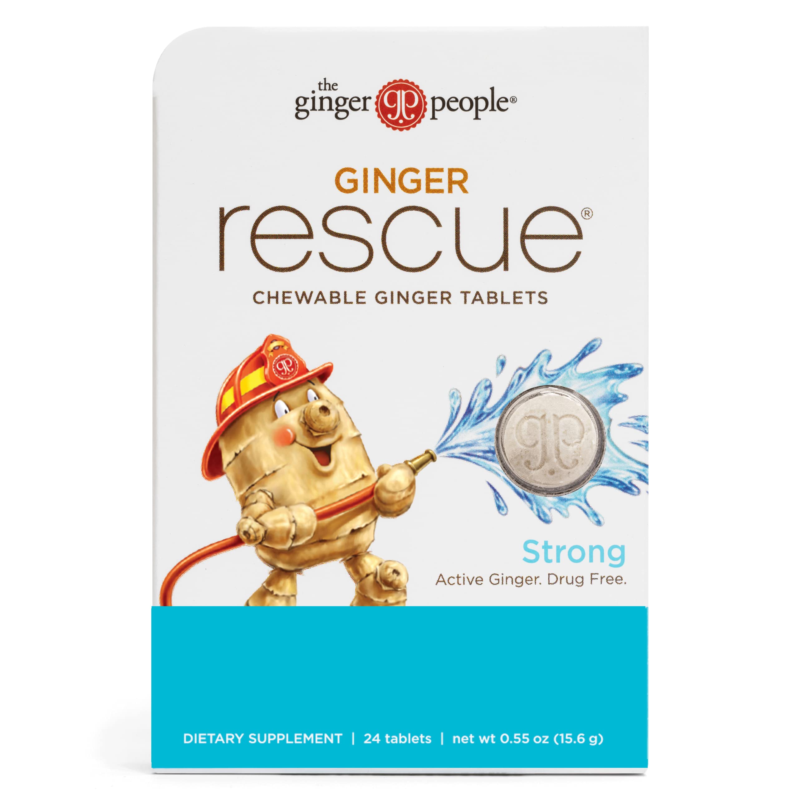 The Ginger People Rescue Strong, botella, promueve una digestión suave y sabor intenso.