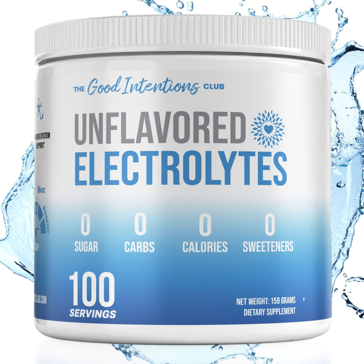 The Good Intentions Club electrolitos sin sabor en pote para hidratar durante entrenamientos