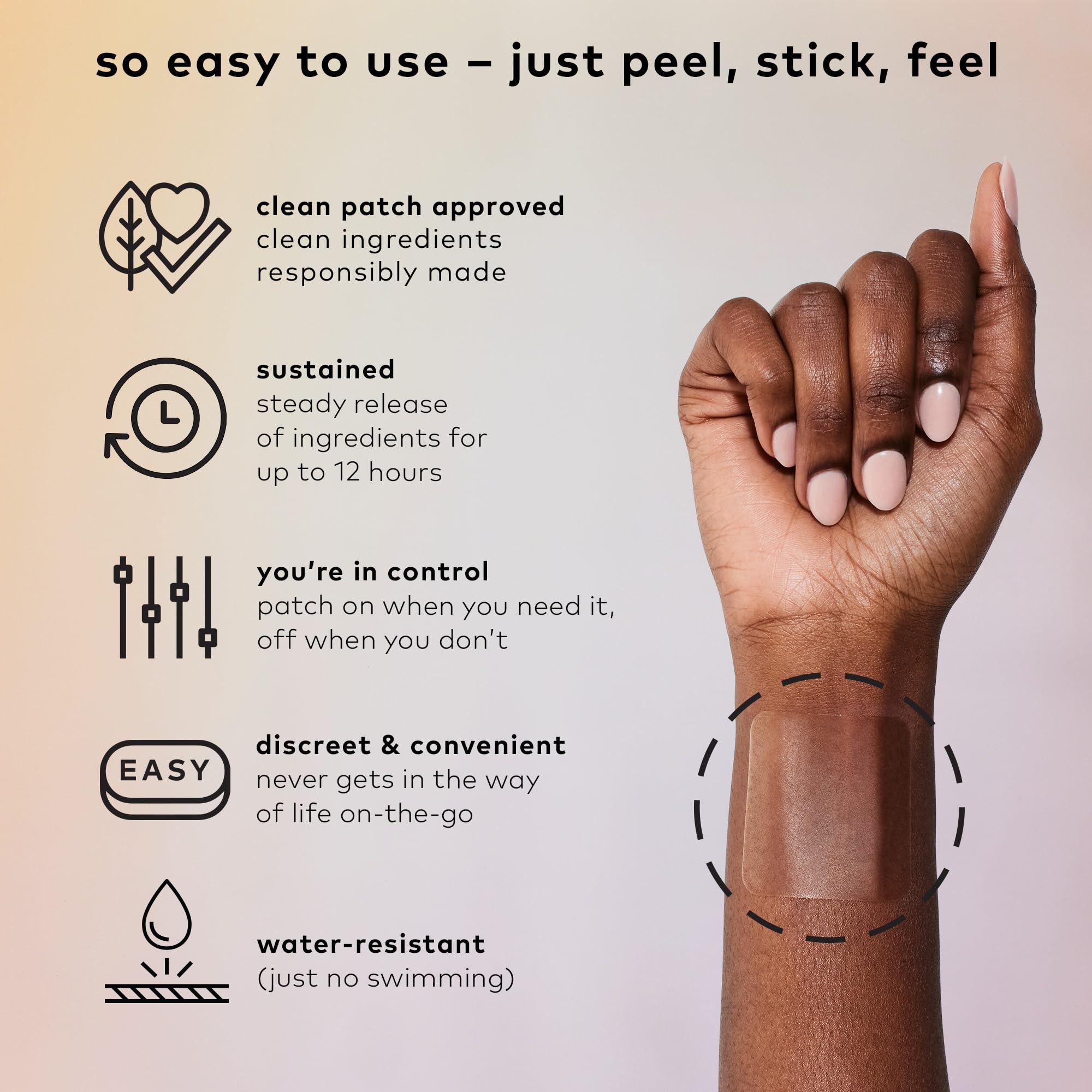 The Good Patch Be Calm Patch empaque exterior con tapa y compartimento