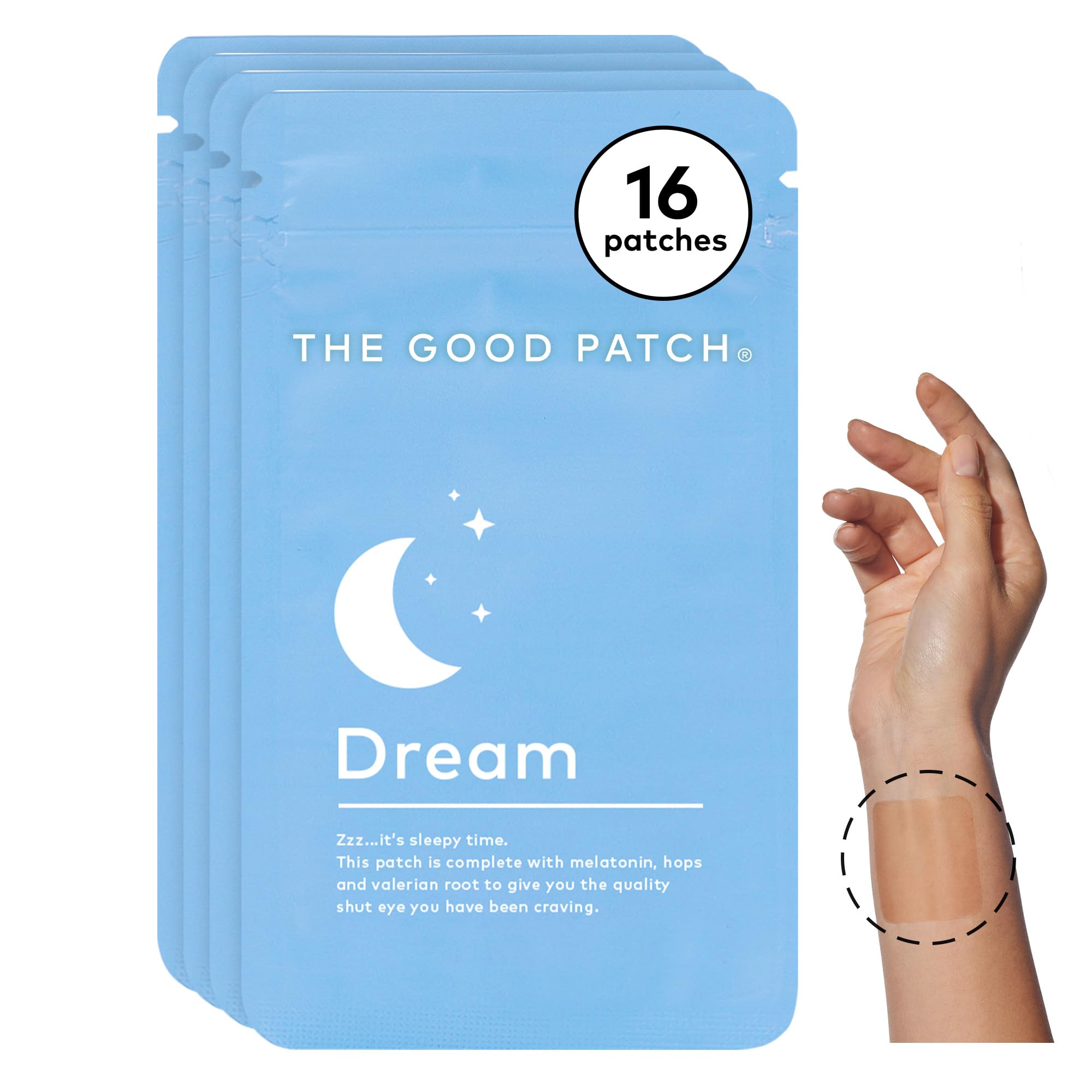 The Good Patch: empaque visible del parche de sueño para uso nocturno
