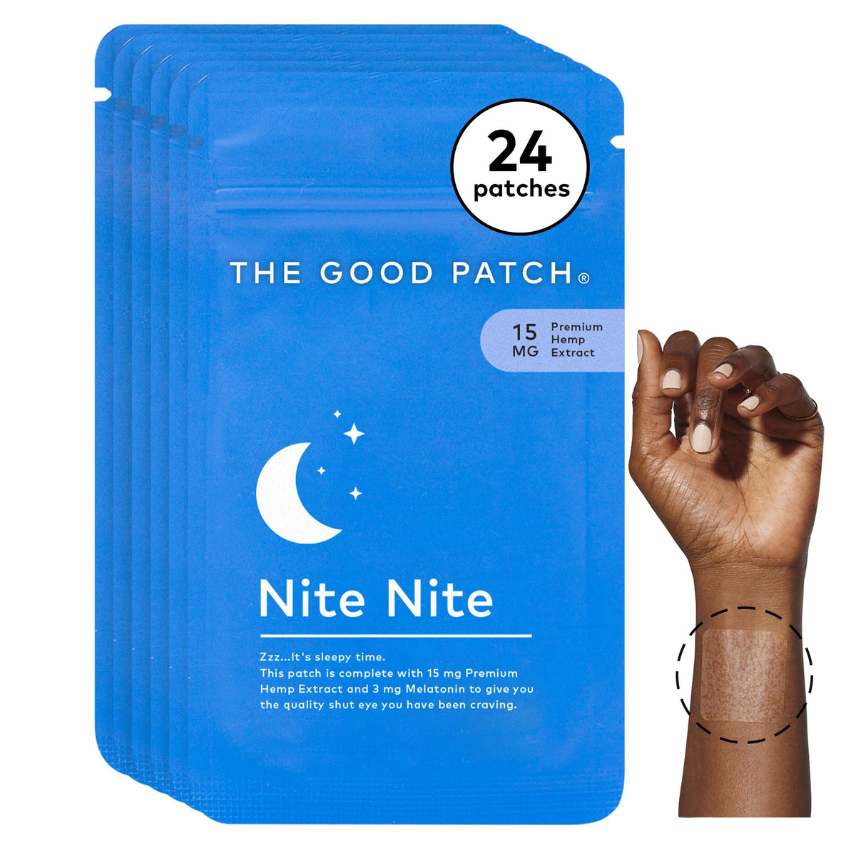 The Good Patch Nite Nite, caja del parche, presentación para dormir mejor sin complicaciones