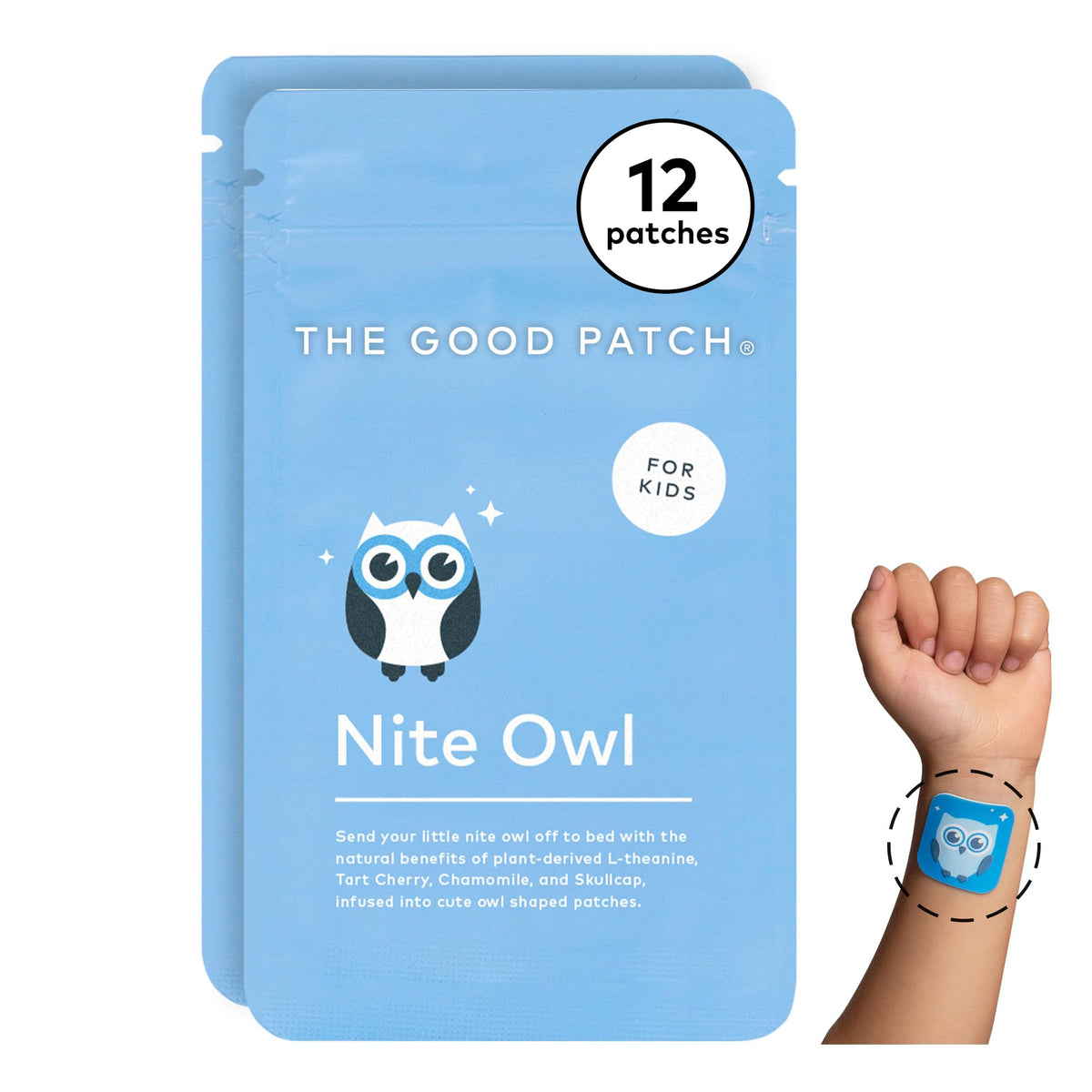 The Good Patch Nite Owl Patch: empaque compacto para la rutina nocturna infantil.
