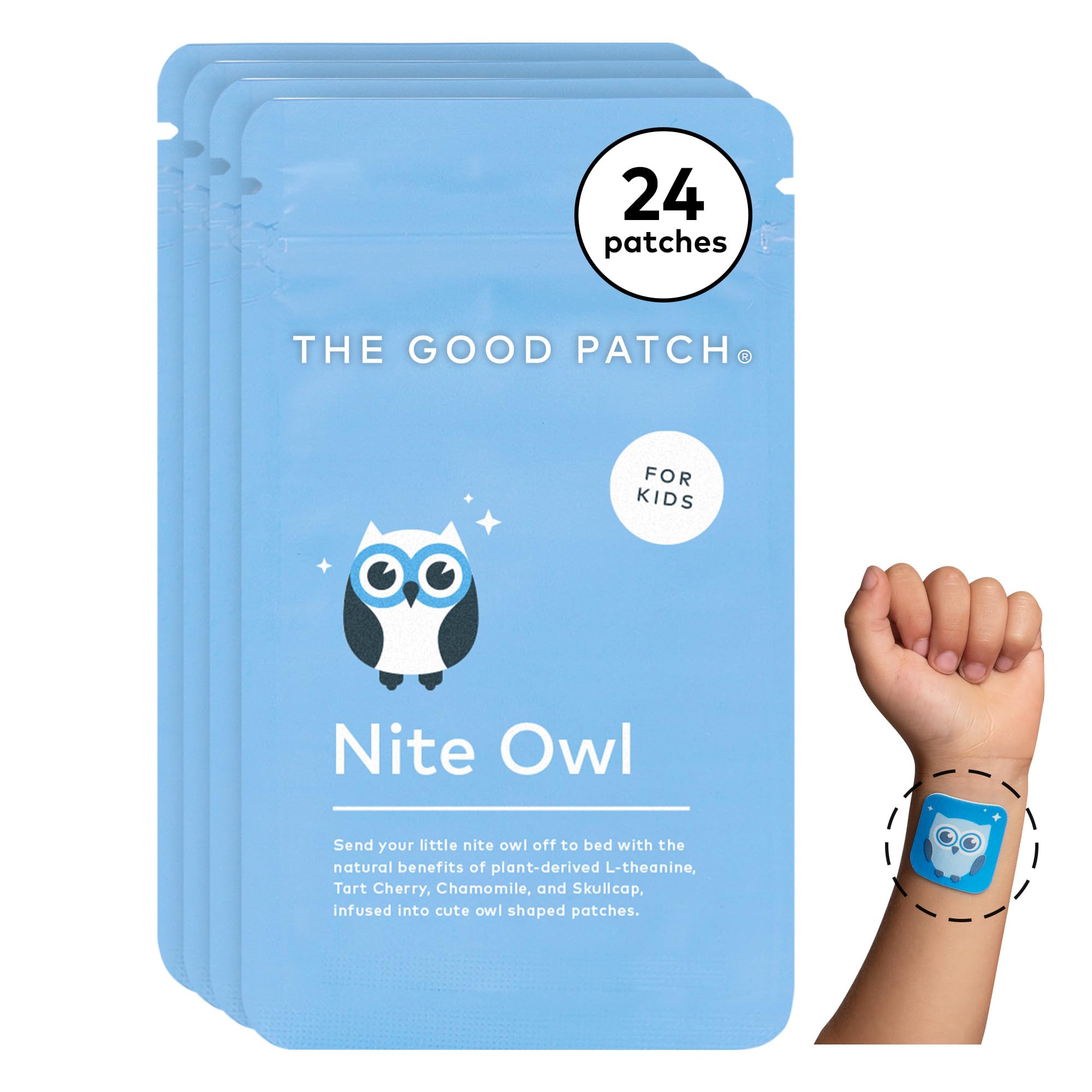 The Good Patch Nite Owl parche en la muñeca para dormir, apoyo a la rutina nocturna.