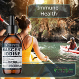 Frasco Nascent Iodine 2800 mcg con dosis precisa para consumo diario.