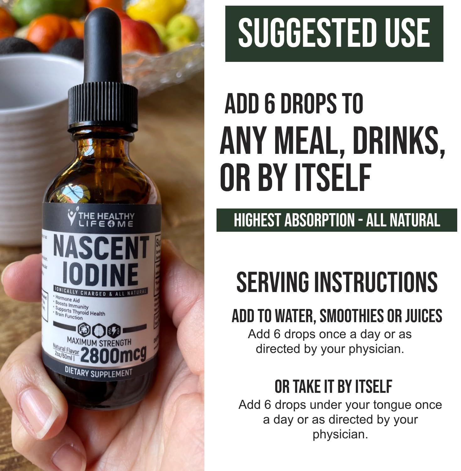 Formato grande de Nascent Iodine concentrado para varias semanas.