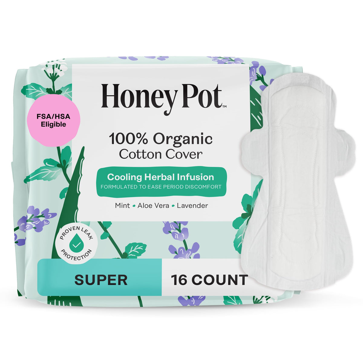 The Honey Pot Company: Almohadillas herbales con alas para mayor absorción y comodidad diaria.