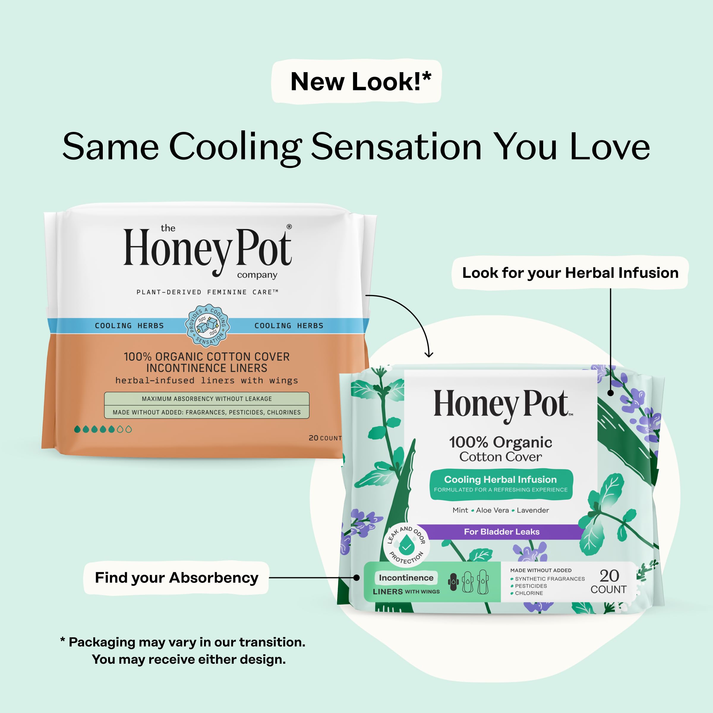 Panty liner de alta absorción 50 ml de The Honey Pot Company captura pérdidas discretas