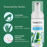 Ingredientes herbales de The Honey Pot Company Pepino Aloe para calmar la piel.