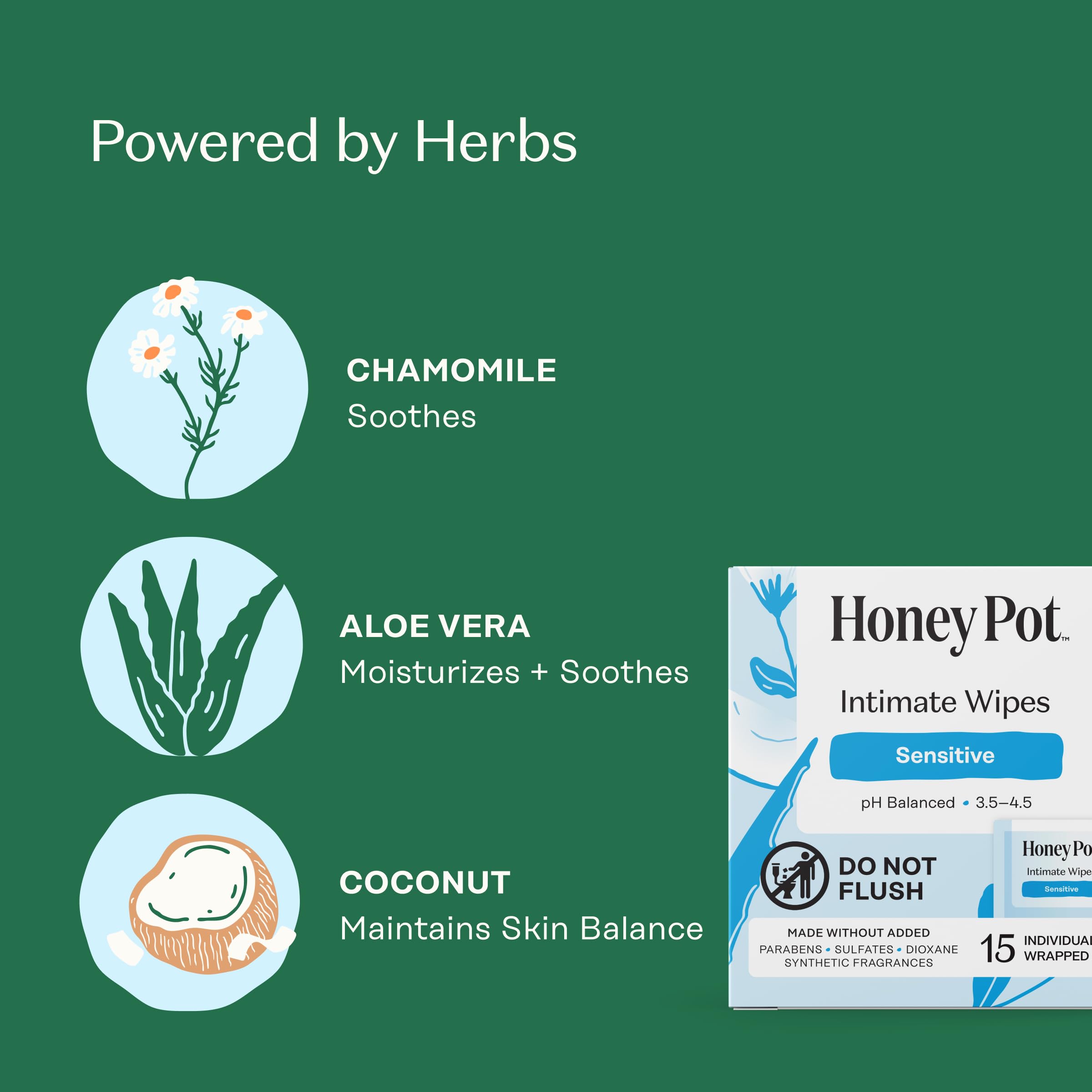 The Honey Pot Company: toallitas con coco y aloe para hidratar y calmar la piel sensible.