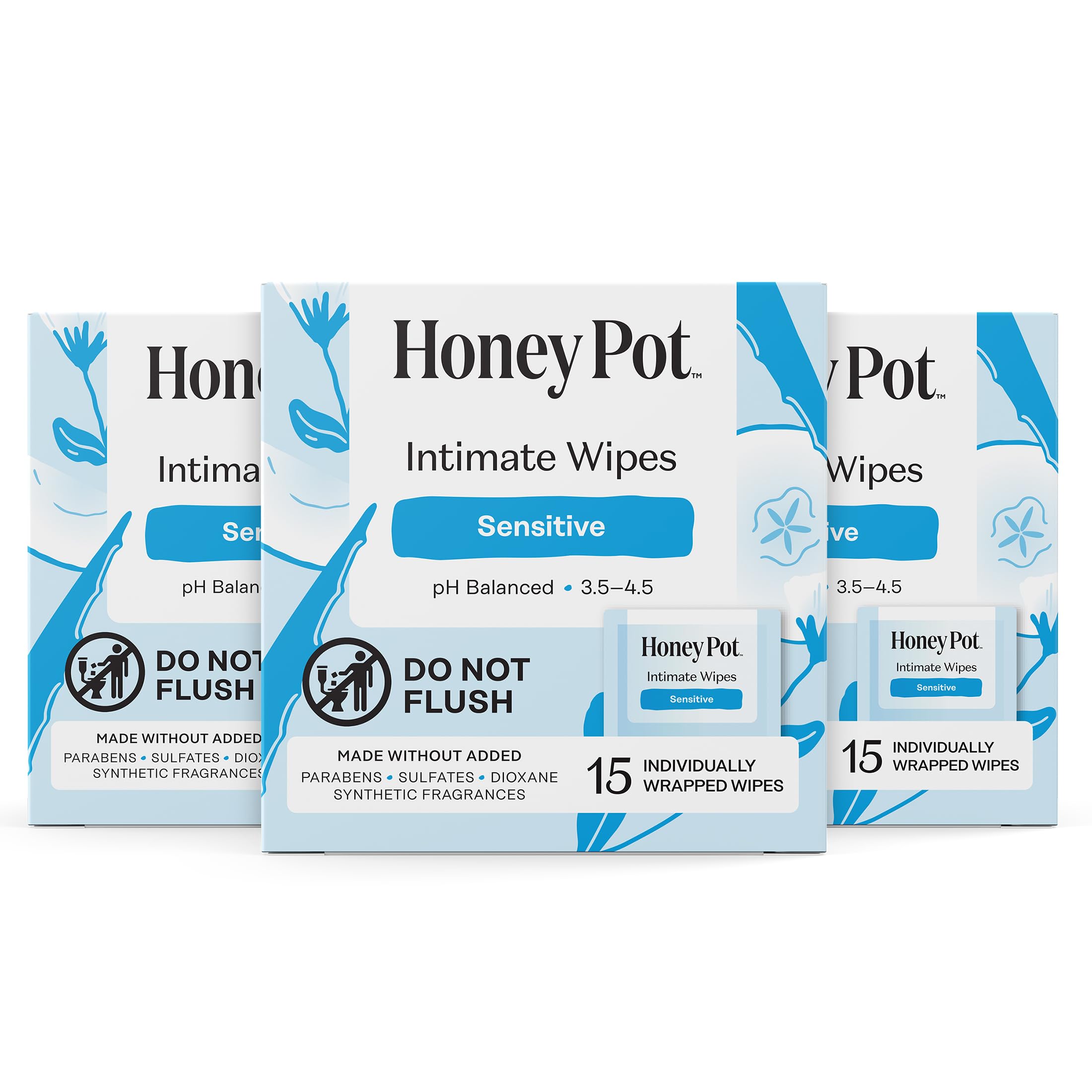 The Honey Pot Company: toallitas femeninas envueltas individualmente para viaje y frescura diaria.