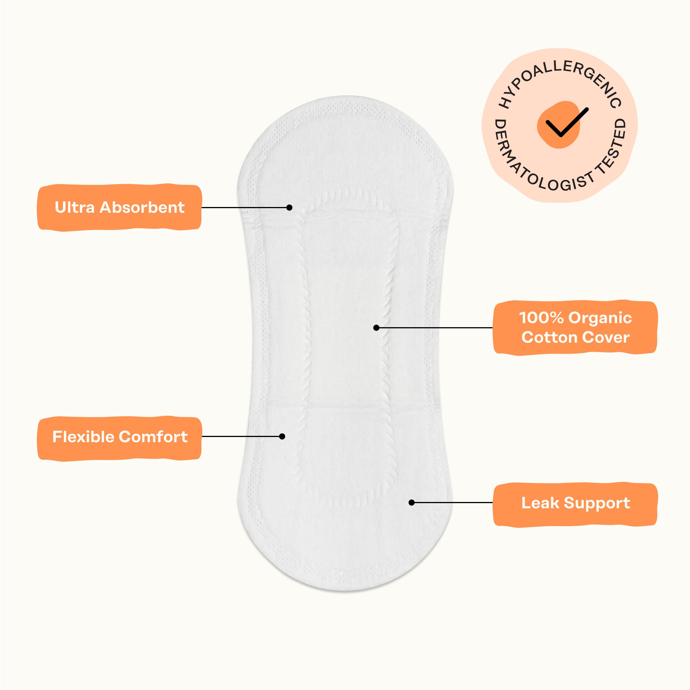 Diseño hipoalergénico para piel sensible con tecnología absorbente.