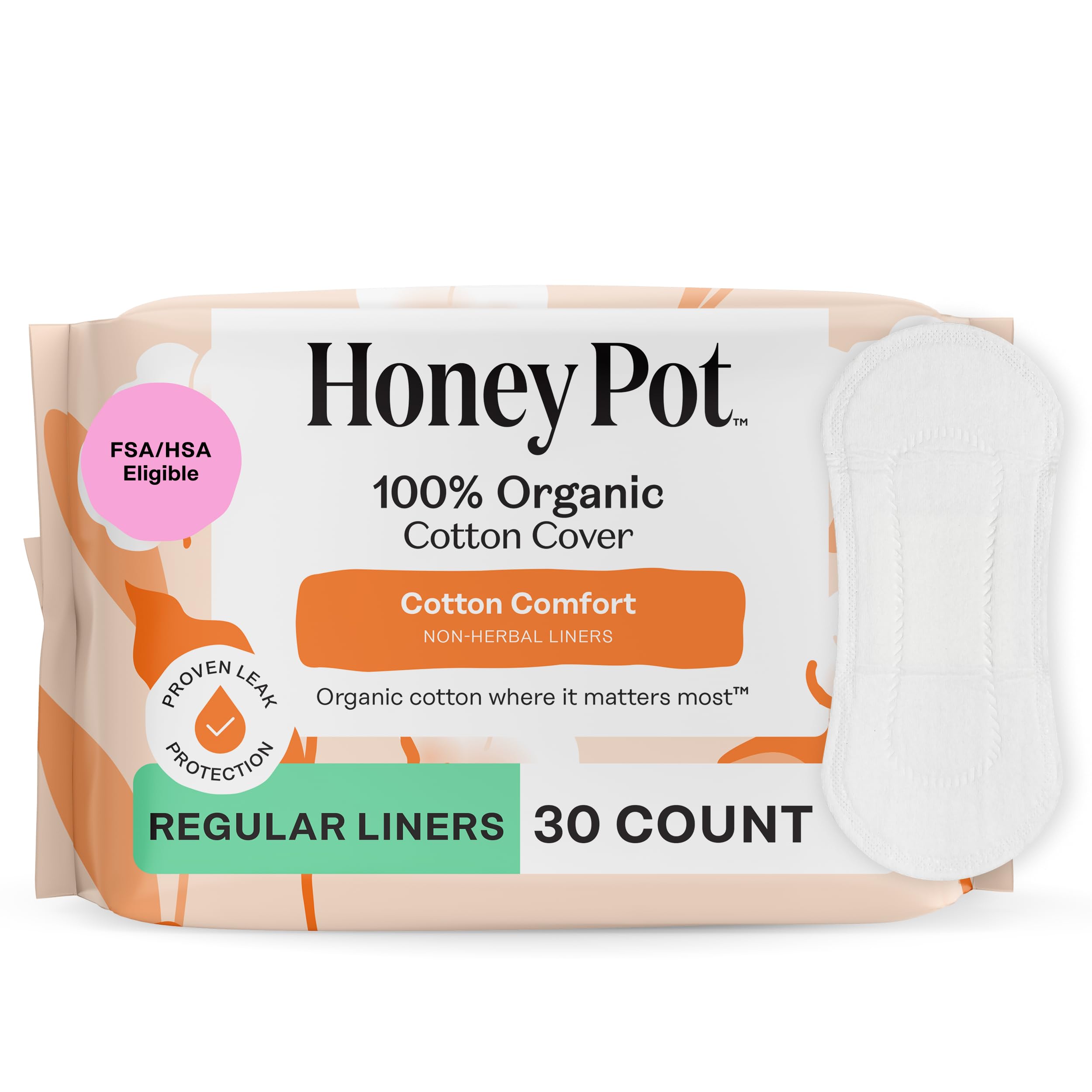 The Honey Pot Non-Herbal pantiliner en empaque práctico para uso diario.