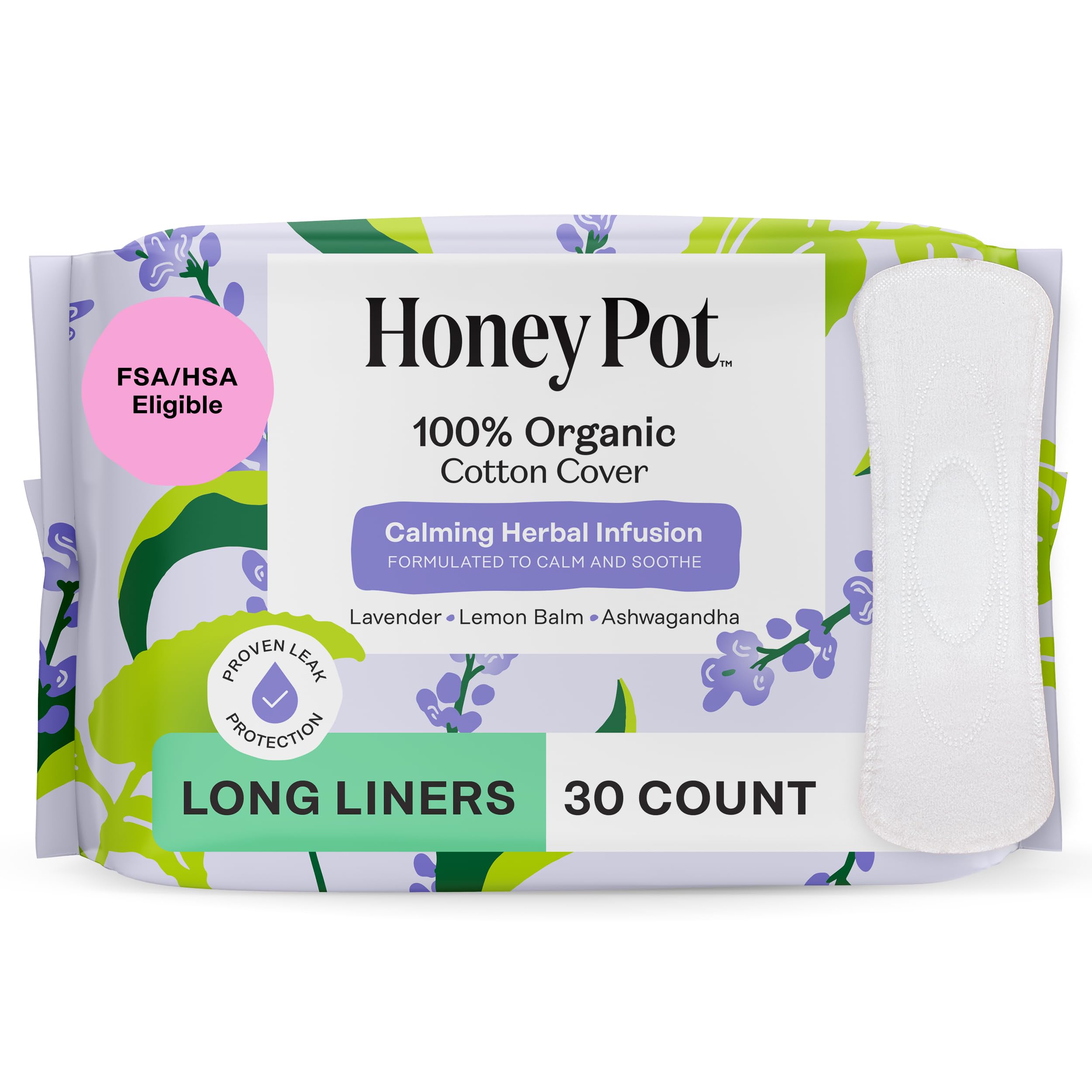 Honey Pot protector diario largo con infusión calmante de hierbas para momentos sensibles.
