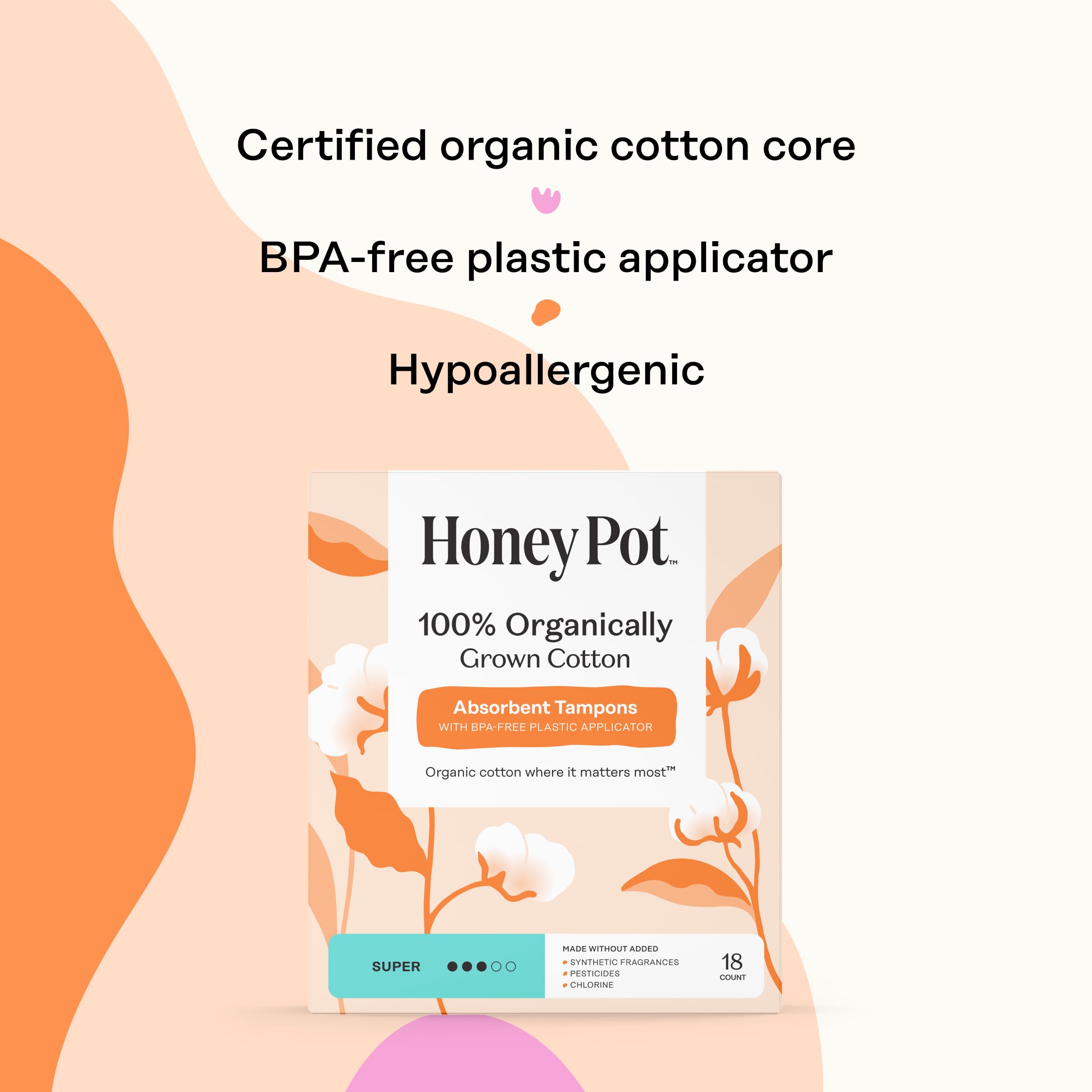 The Honey Pot tampón con cordón cosido para retirar con seguridad
