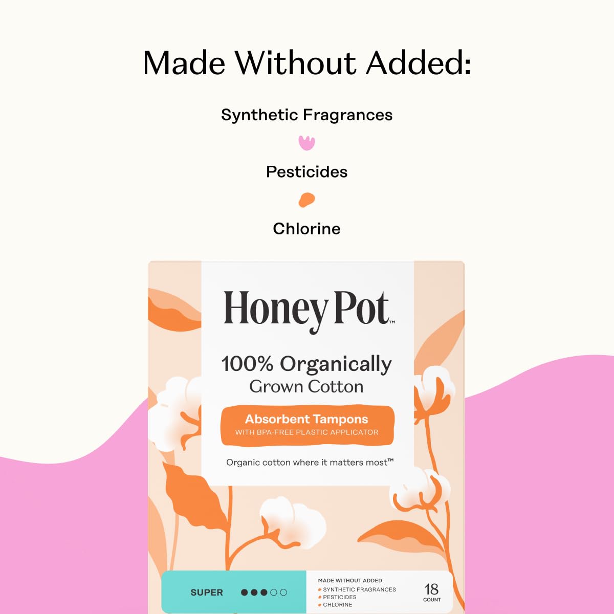 The Honey Pot tampón sin perfume, adecuado para pieles sensibles