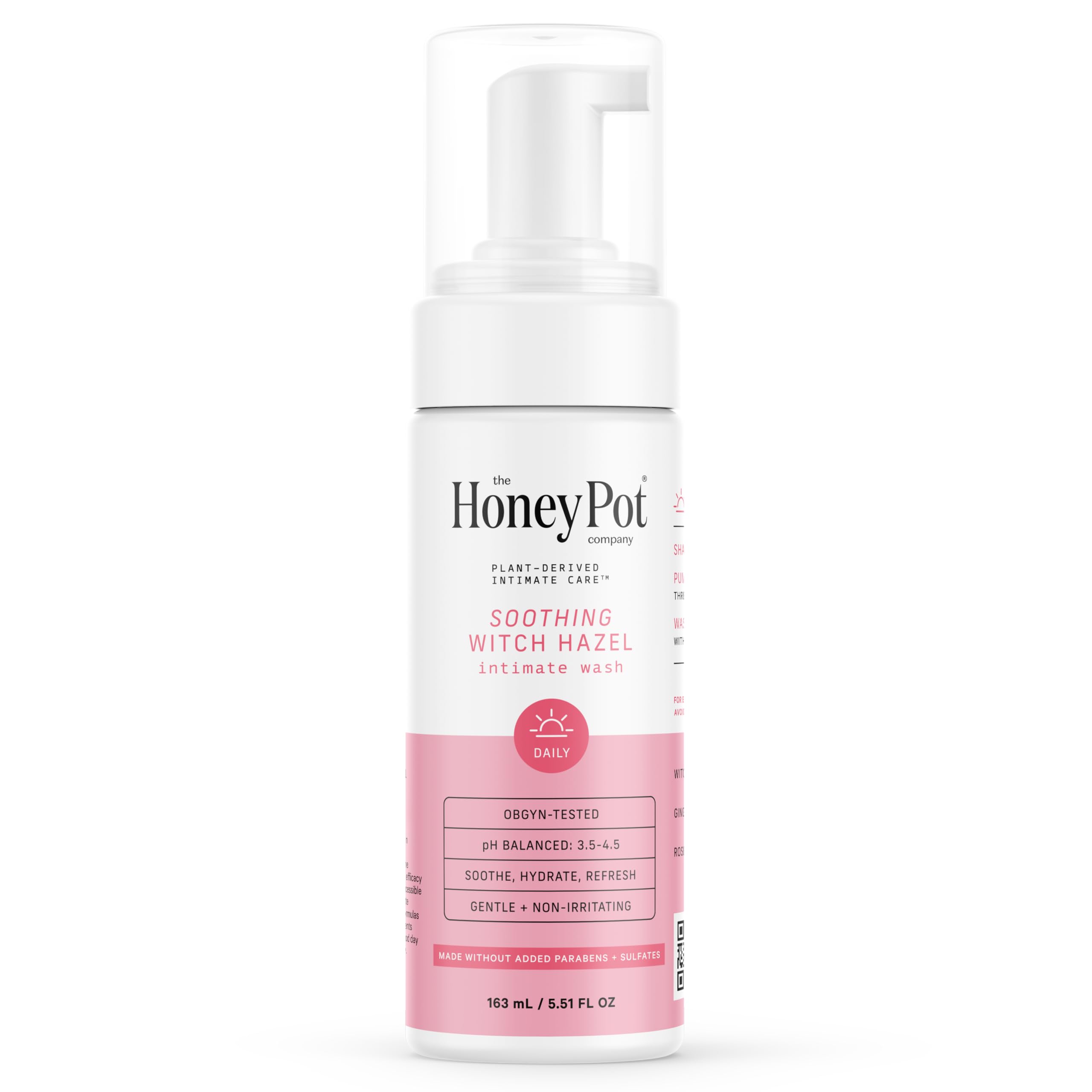The Honey Pot Witch Hazel Wash: botella para limpieza suave de la piel íntima.