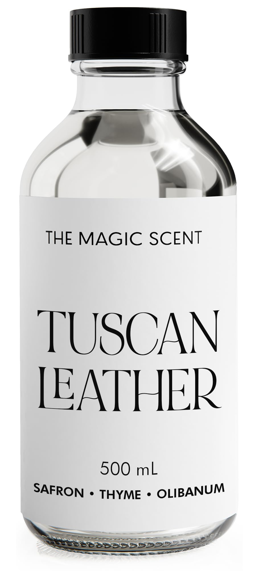 The Magic Scent Tuscan Leather, botella difusor, aroma lujoso para salas con estilo.
