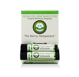 The Merry Hempsters Cool Hemp Muscle Rub en caja Gravity para exhibición.