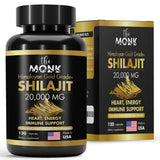 THE MONK Shilajit: botella-capsulas-120, apoyo a la energía sostenida durante el día.