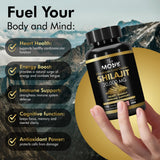 THE MONK Shilajit cápsula-en-mano, dosis diaria conveniente para energía y claridad.