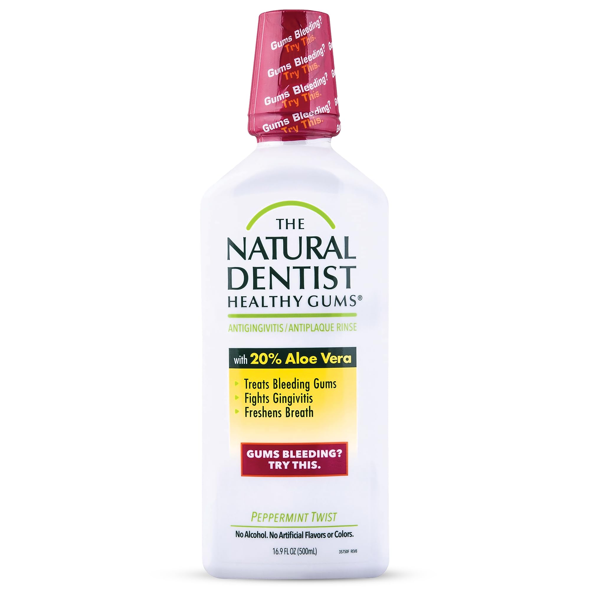 The Natural Dentist Peppermint Twist, botella visible, refrescante y sin alcohol para uso diario.