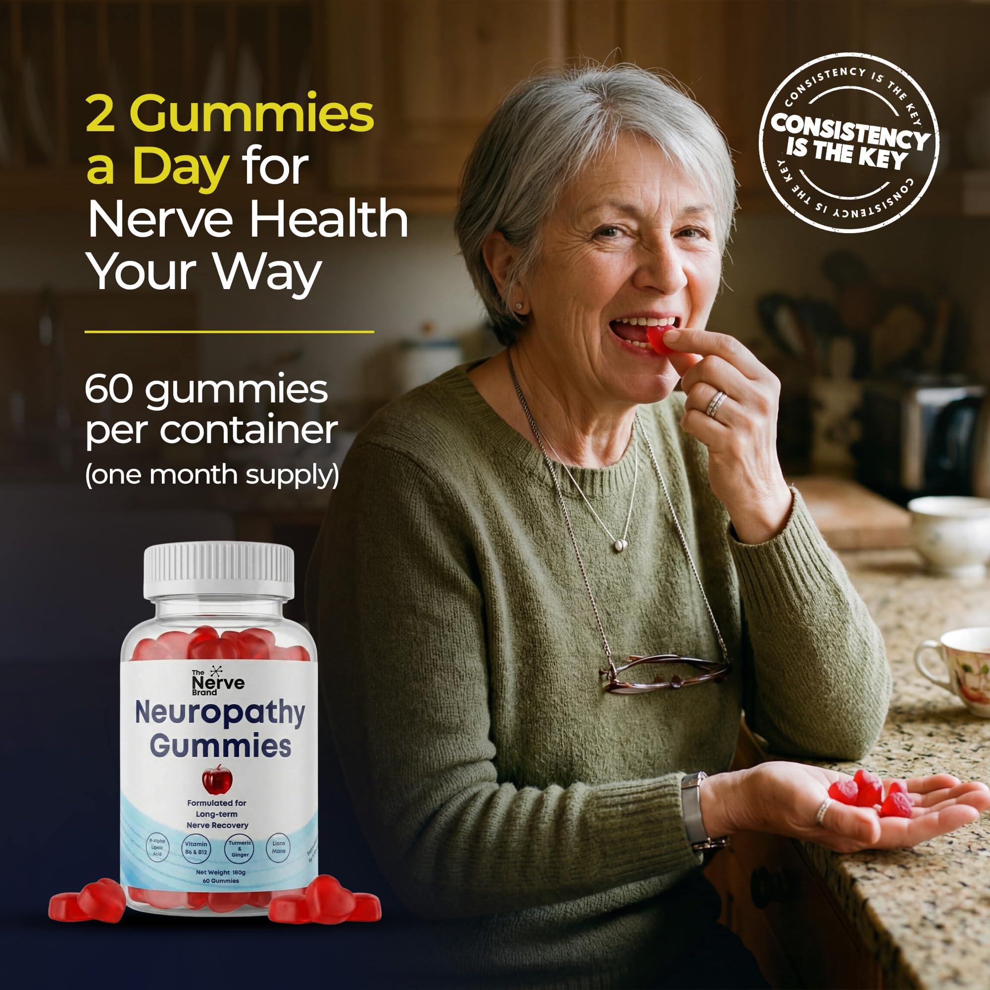 The Nerve Brand gomitas sabor frutos rojos, frasco, experiencia agradable.