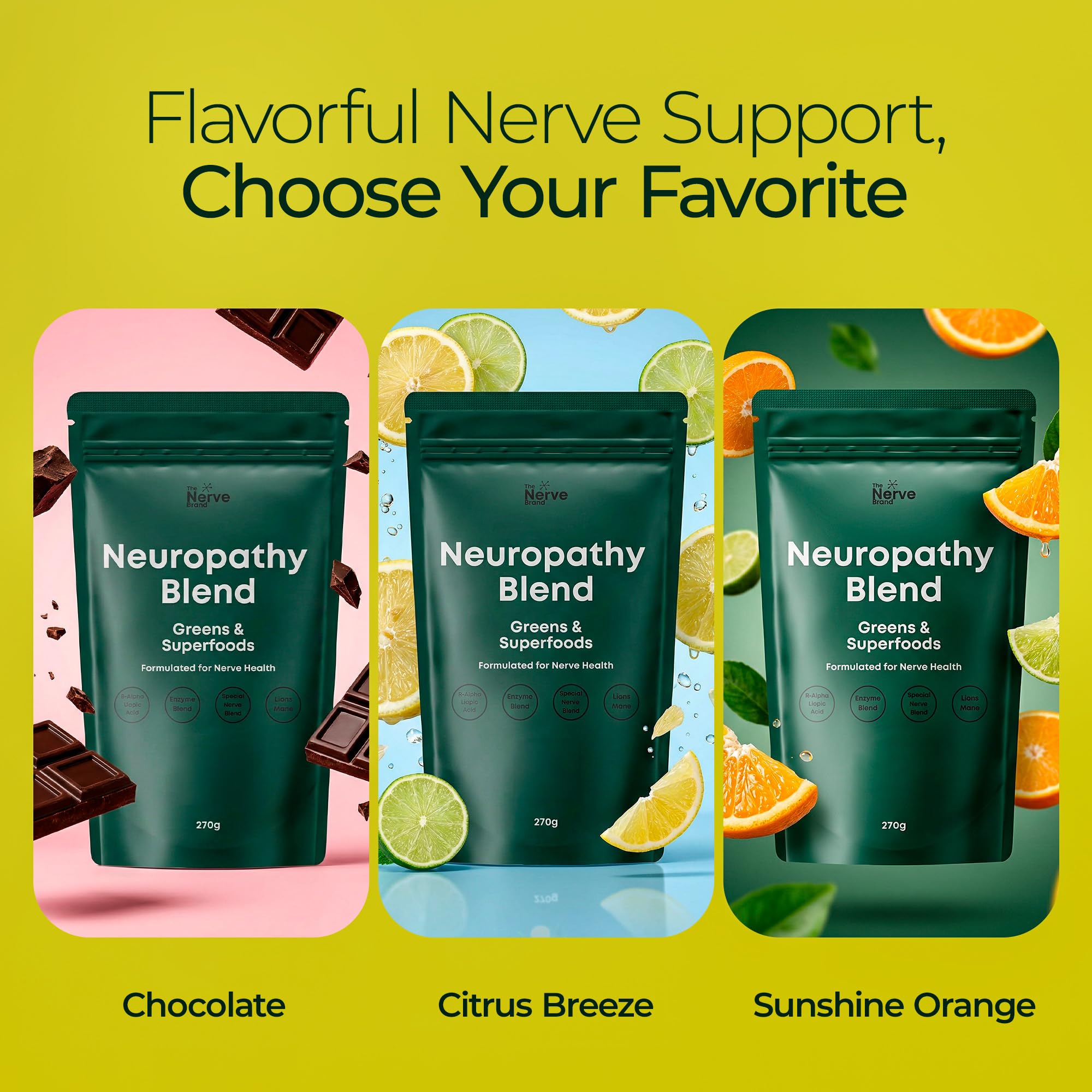 Detalle de ingredientes The Nerve Brand: ALA, Lion’s Mane y adaptógenos para energía.
