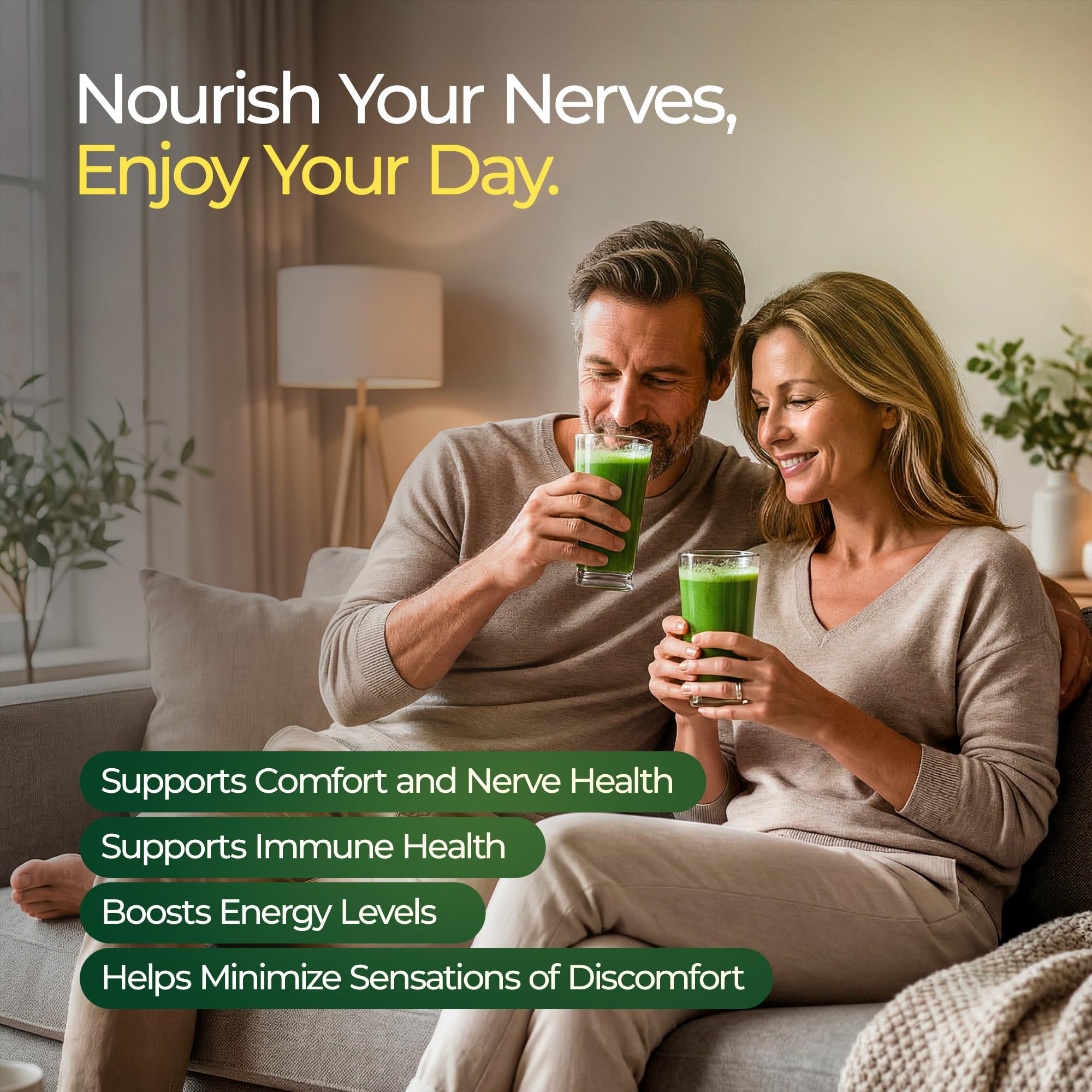 Mezcla The Nerve Brand Neuropathy Superfood Blend en agua, sabor cítrico agradable.