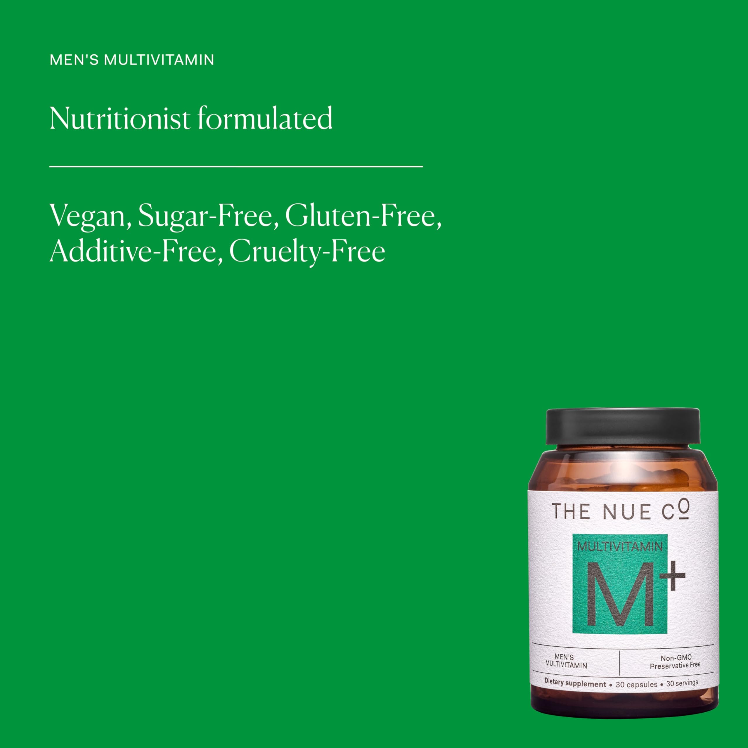 The Nue Co MEN'S MULTI VITAMIN, cápsulas, toma diaria con comida.