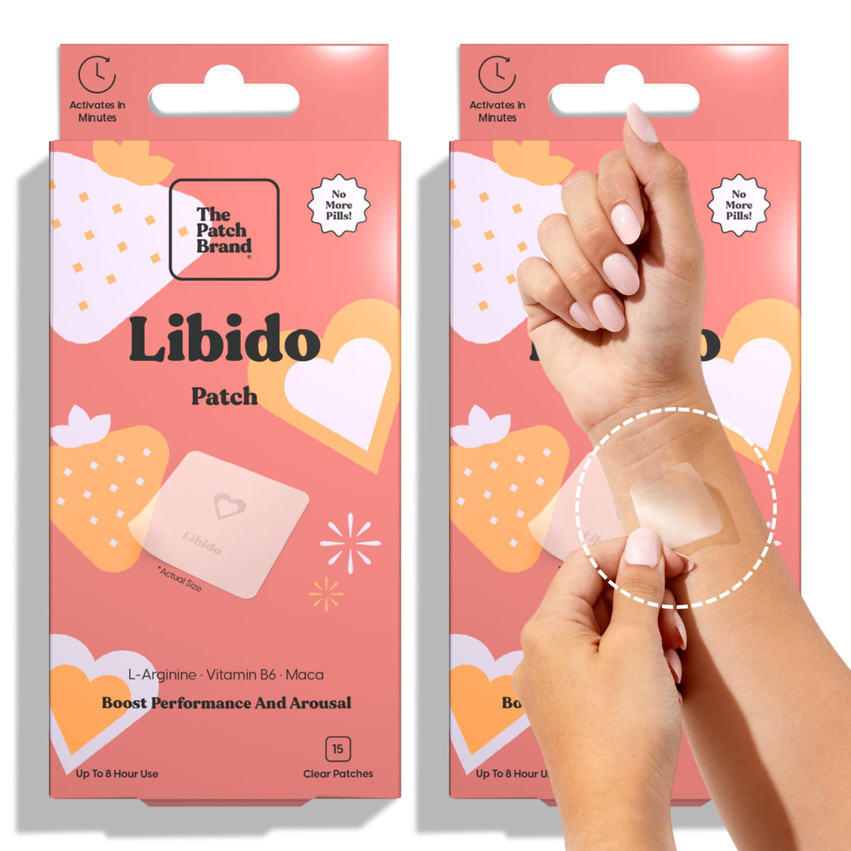 Parche libido The Patch Brand aplicado en la piel para uso diario.