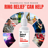 Ring Relief PM, fórmula sin melatonina para uso nocturno seguro.
