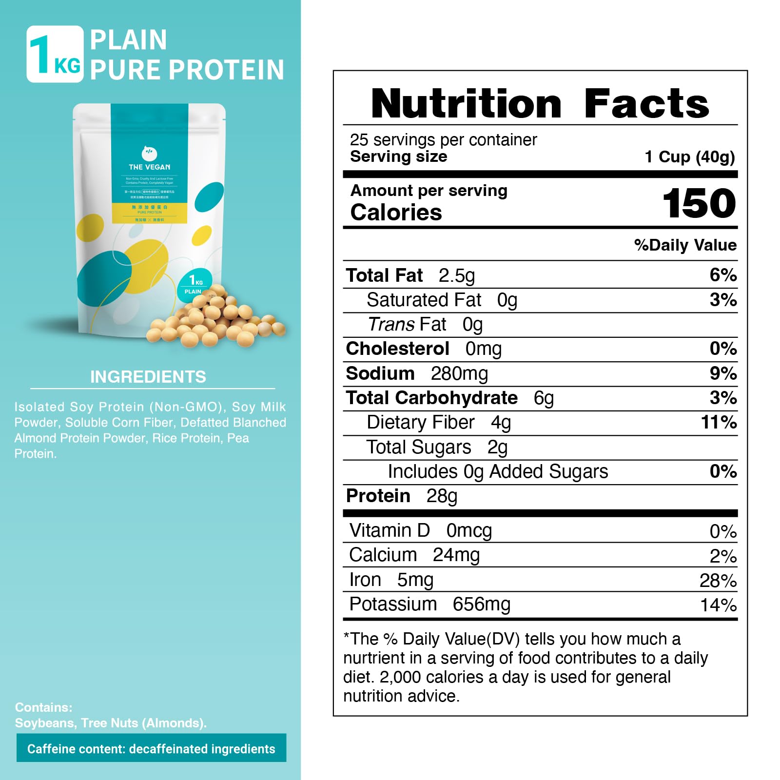 THE VEGAN Protein Powder lata libre de lactosa, ideal para estómagos sensibles.