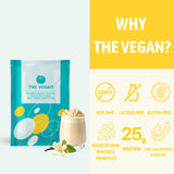 THE VEGAN Proteína en polvo vainilla, batido rápido sin lactosa ni colesterol alto.