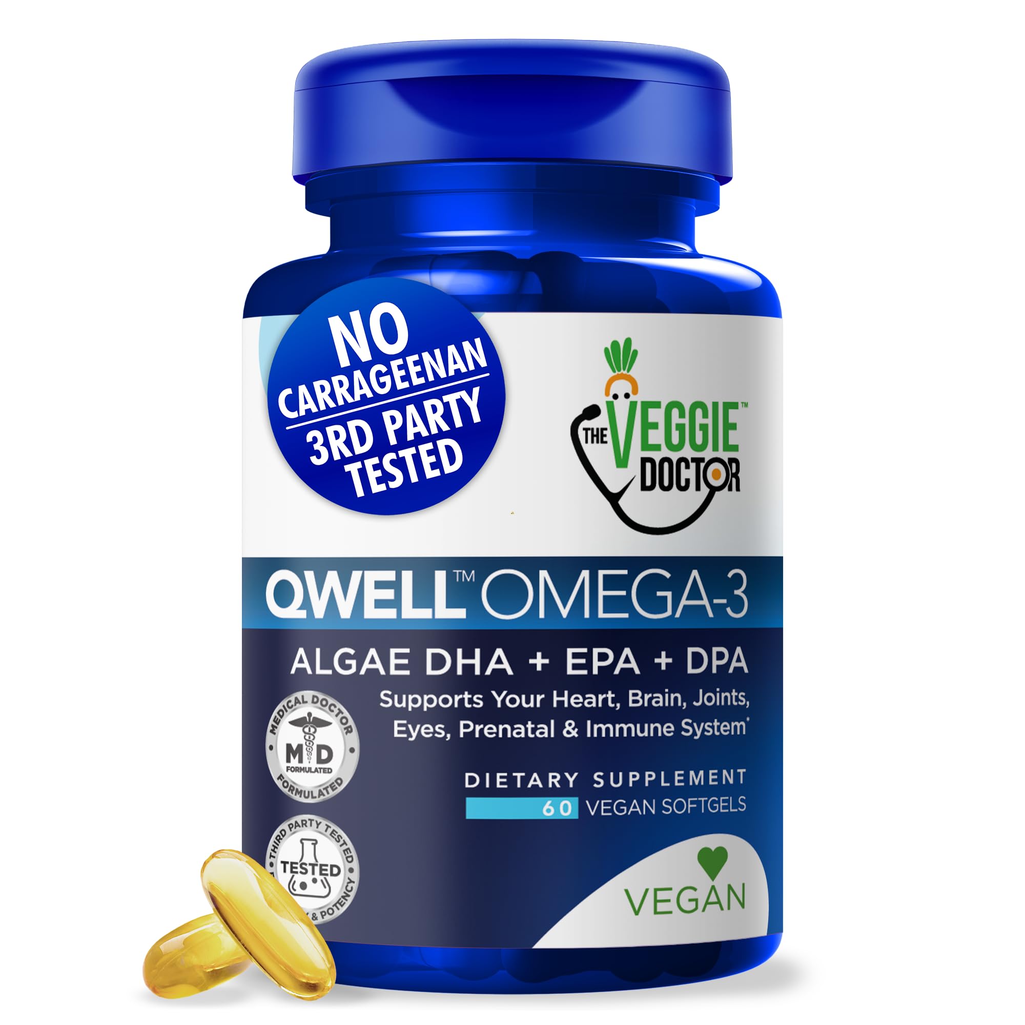 The Veggie Doctor omega-3 de algas: cápsulas veganas para apoyo cognitivo.