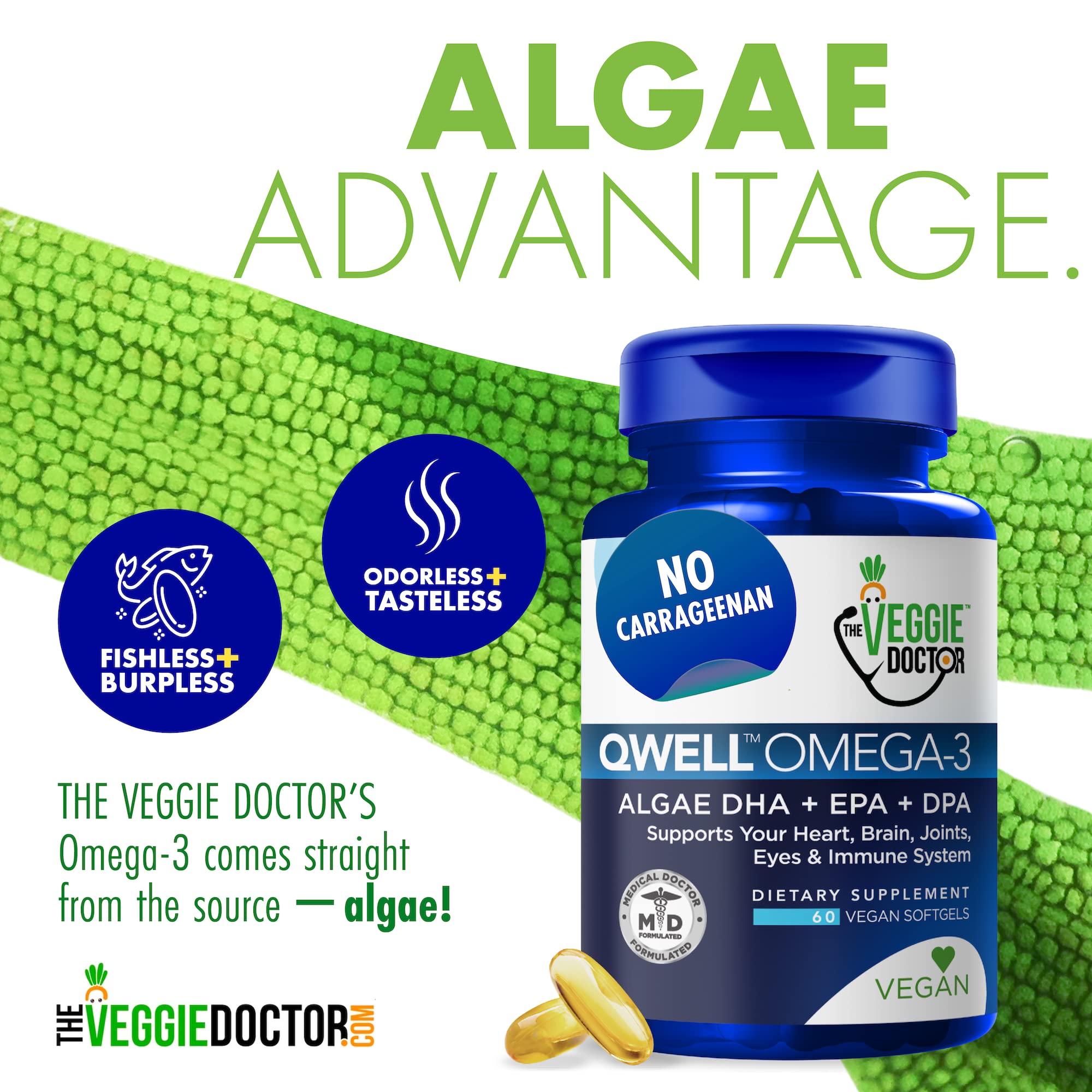 The Veggie Doctor cápsulas veganas con DHA EPA DPA: fórmula vegetal.