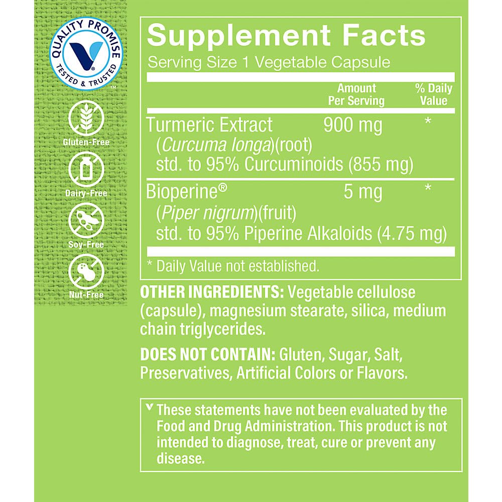 The Vitamin Shoppe curcumina y antioxidantes: etiqueta clara con beneficios
