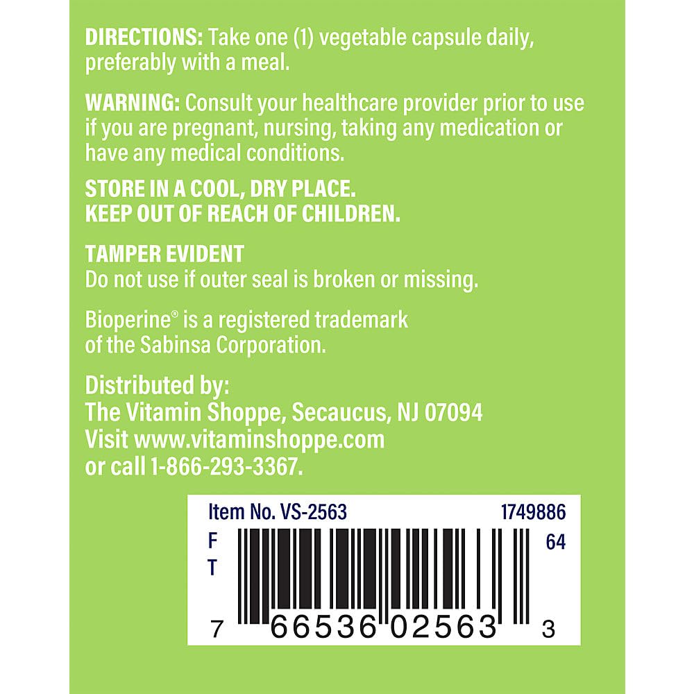 The Vitamin Shoppe Turmeric Curcumin 900MG: caja de 60 cápsulas para uso diario.