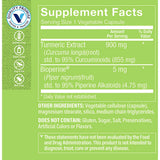 The Vitamin Shoppe Turmeric Curcumin 900MG: etiqueta del producto resalta curcuminoides y beneficios.