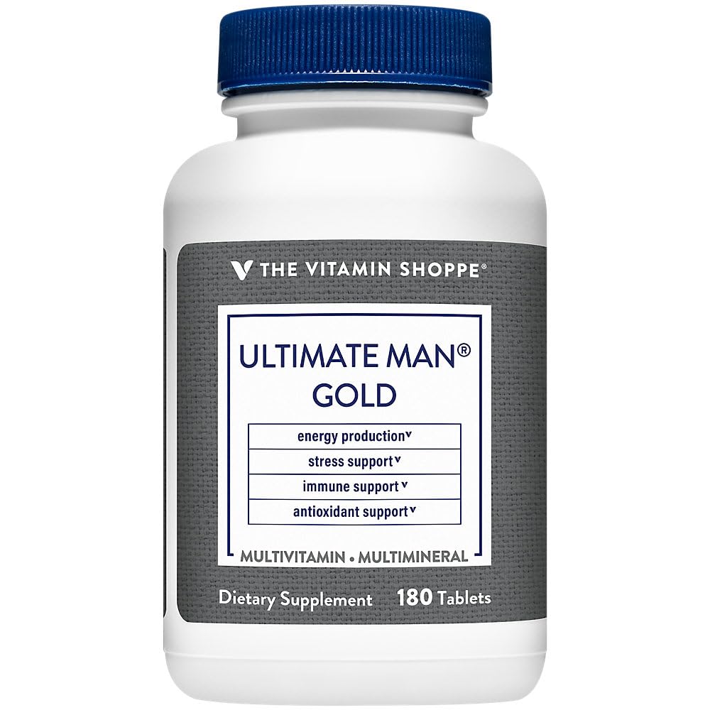 The Vitamin Shoppe Ultimate Man, botella frontal, fuente diaria de nutrientes y energía