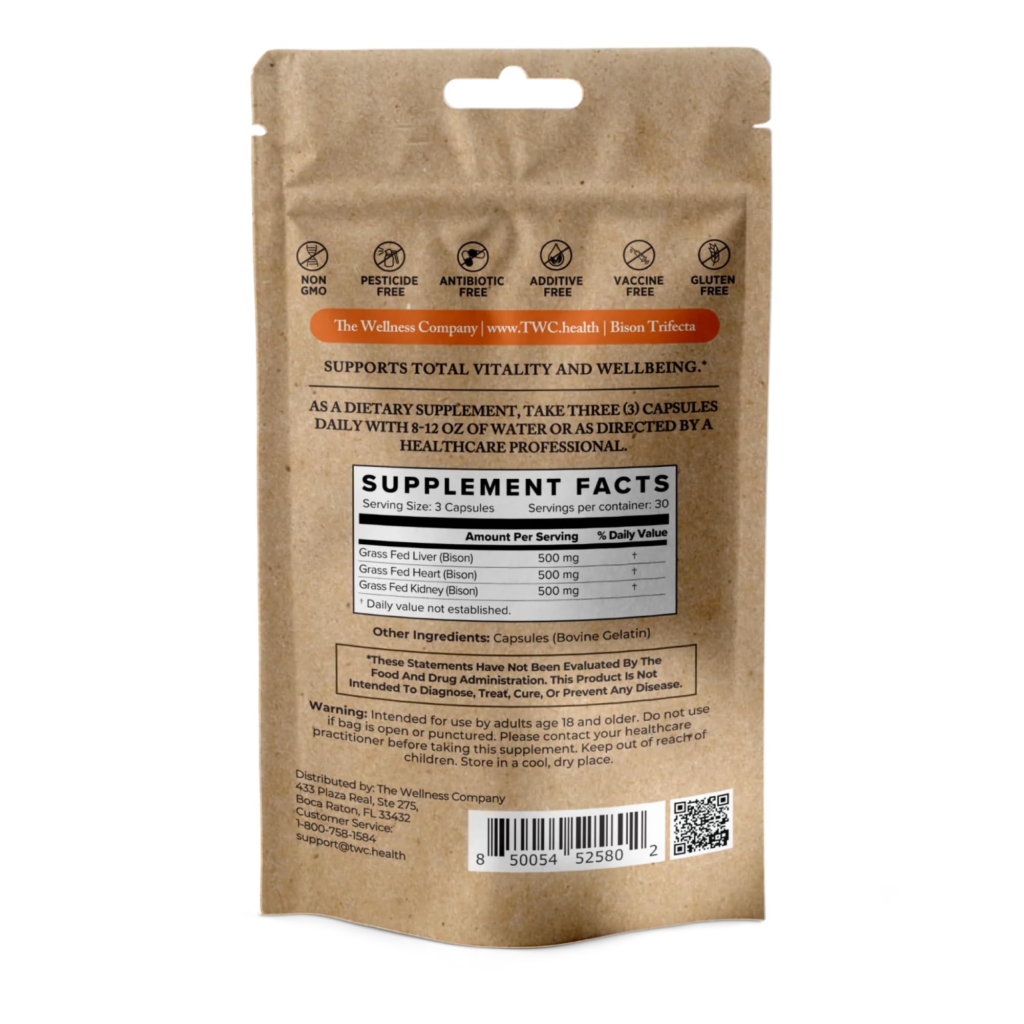 The Wellness Company Bison Trifecta: dosis diaria para apoyo general
