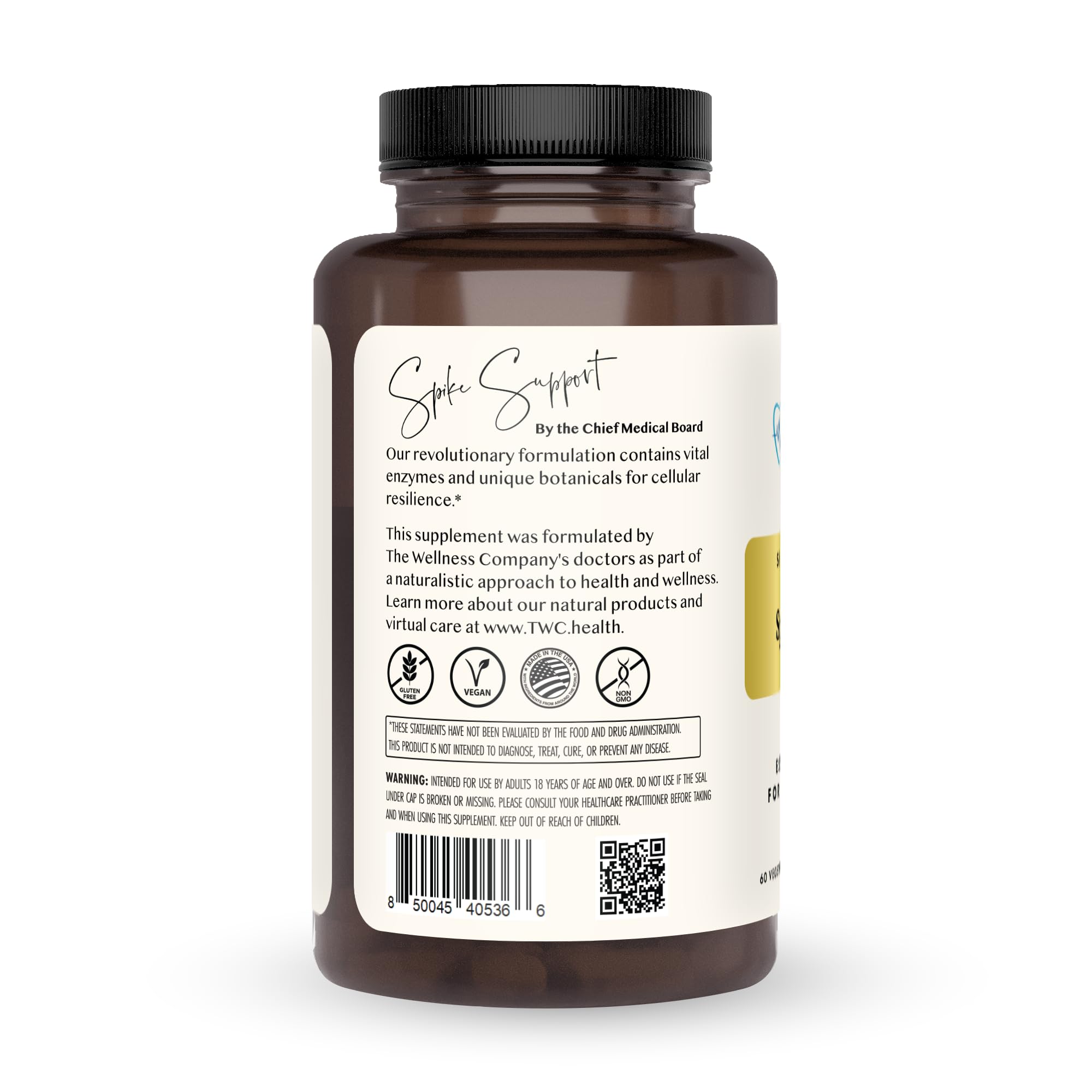 The Wellness Company Spike Support, cápsulas para consumo diario y cómodo.