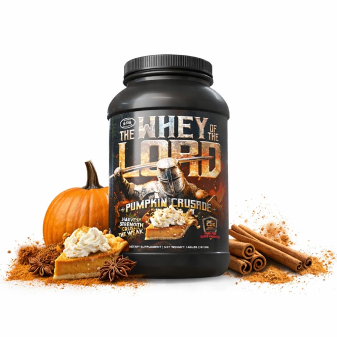 The Whey of The Lord Crusade proteina aislada con scoop en copa para recuperación muscular