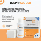 Blephasol Duo: discos de algodón incluidos para rutina ocular cómoda.
