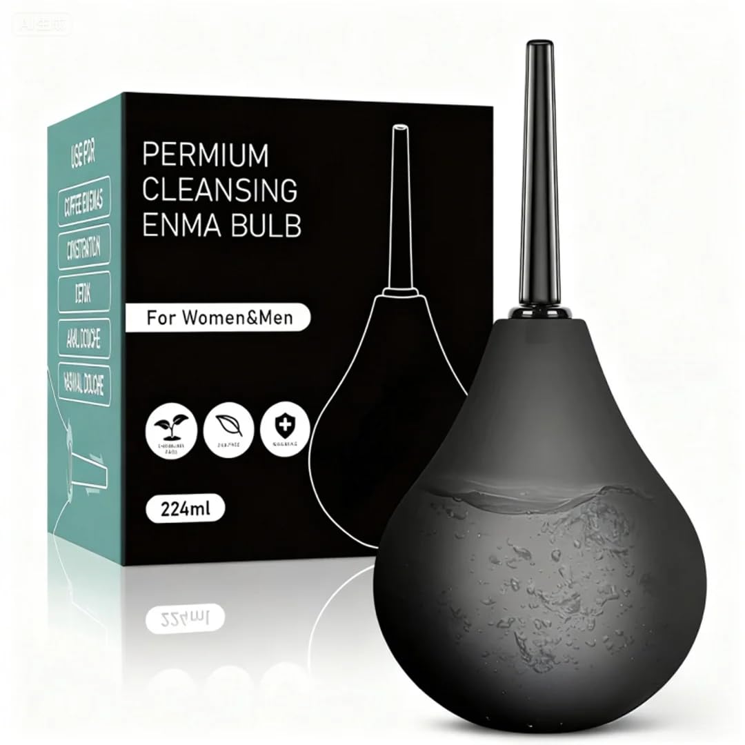 TheClover bulbo de enema 8 oz negro para higiene personal reutilizable.