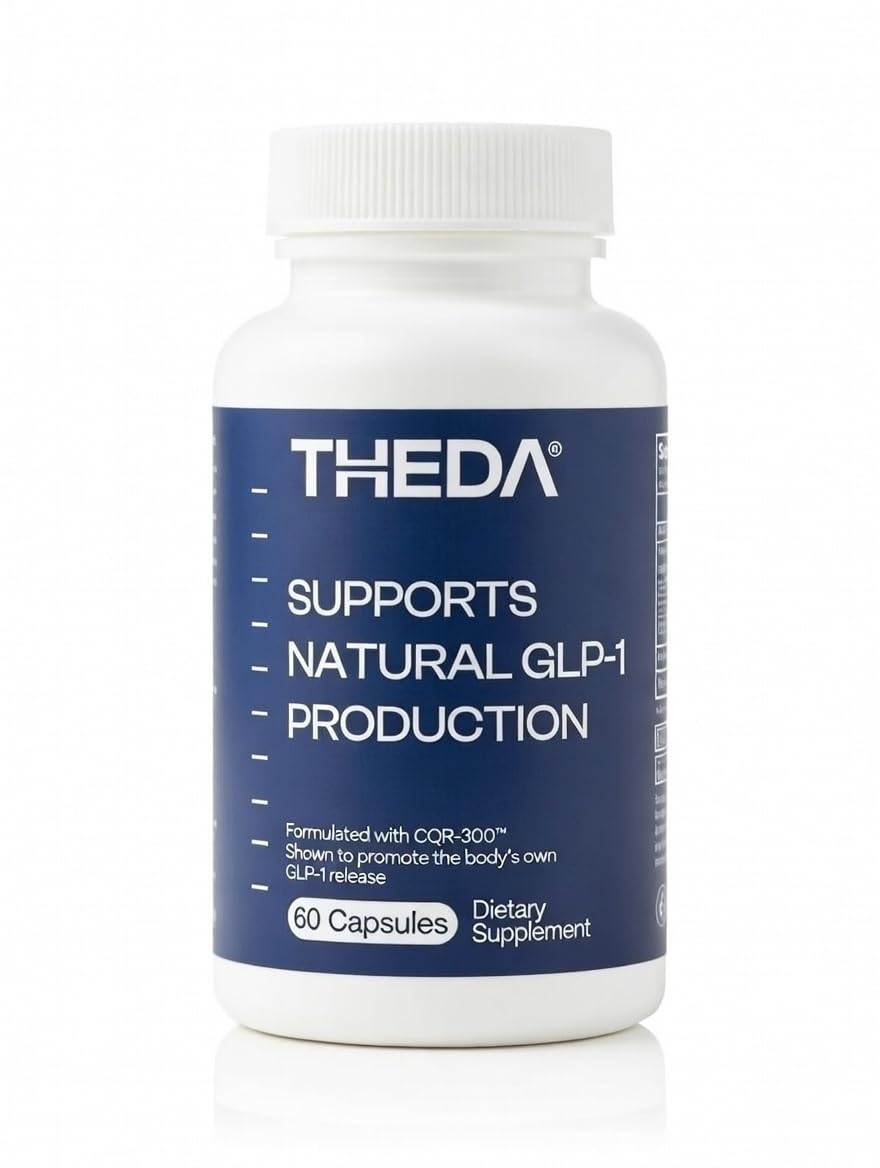 THEDA GLP-1 suplemento en botella, cápsulas para apoyo natural de saciedad