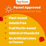 The Feel Great Vitamin Co gomitas D3 para niños, sabor a naranja que agrada a los pequeños