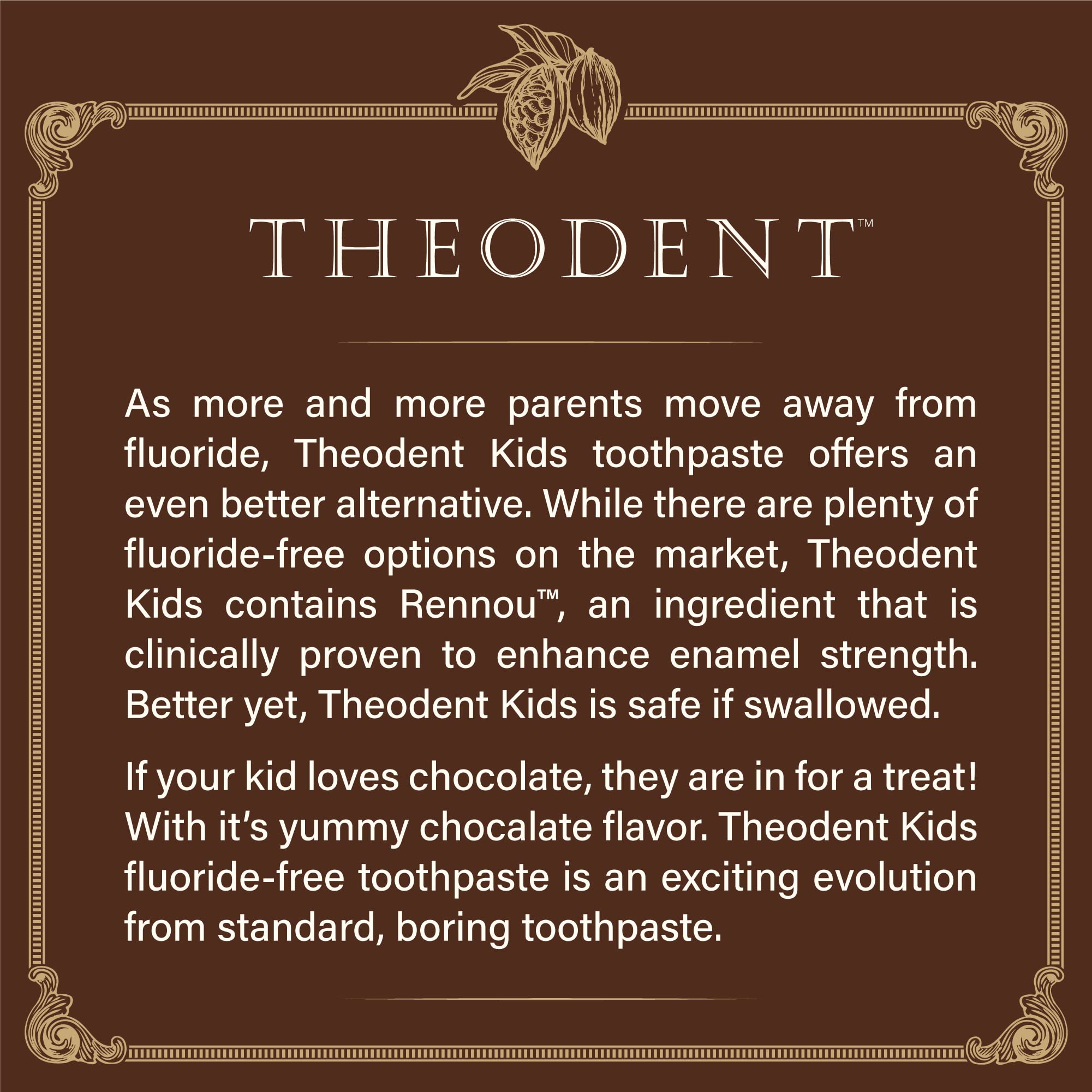 Sabor chocolate chip de Theodent, experiencia de cepillado agradable.
