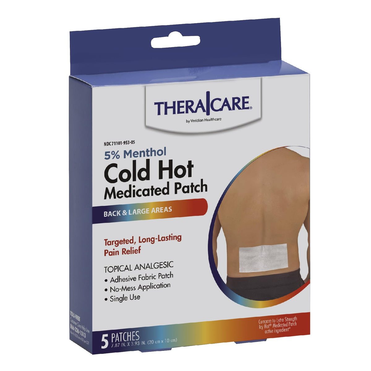 Parche Theracare frío-calor en caja, pensado para alivio puntual de molestias.
