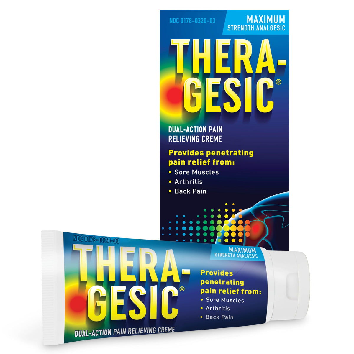Thera-Gesic crema para alivio del dolor muscular con aplicación localizada.